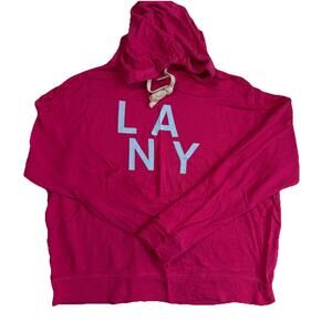 Sundry Women Pullover Hoodie Sweatshirt Stars Bright Pink LA NY Size 2 Made USA